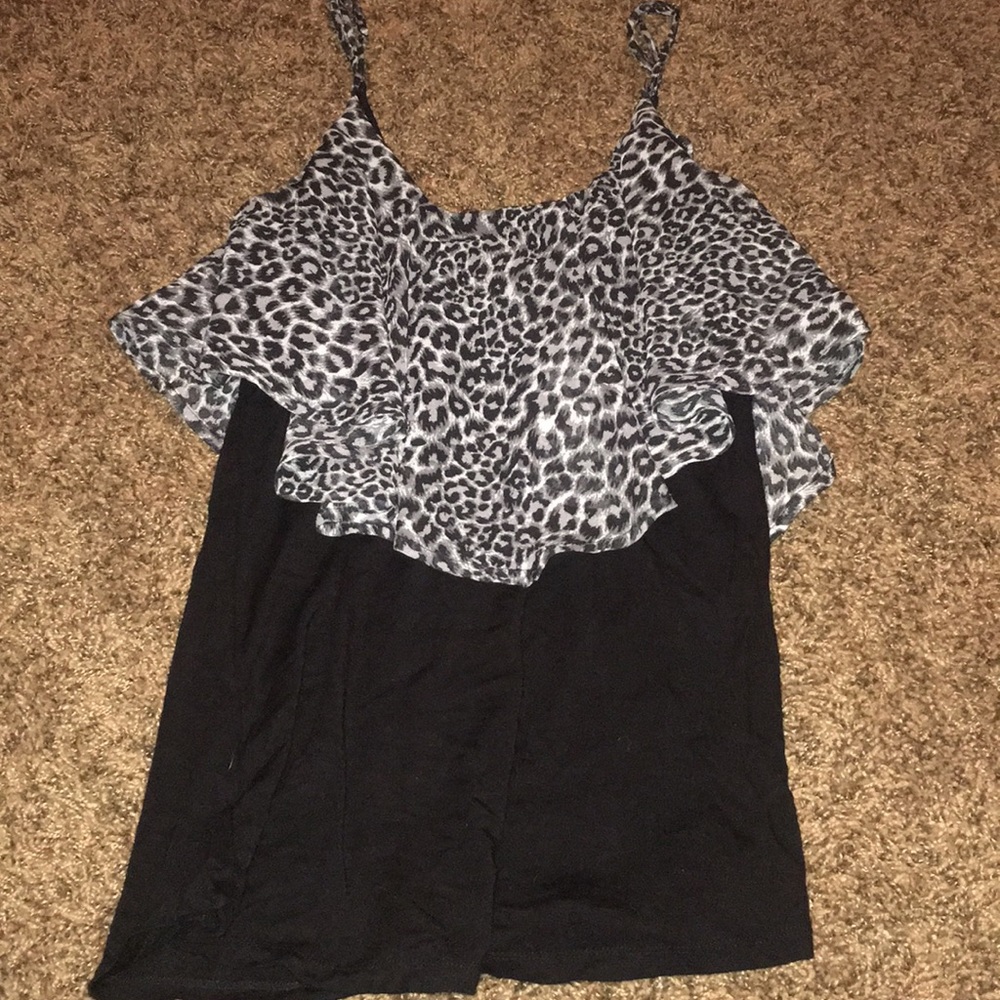 Black leopard dress tank top